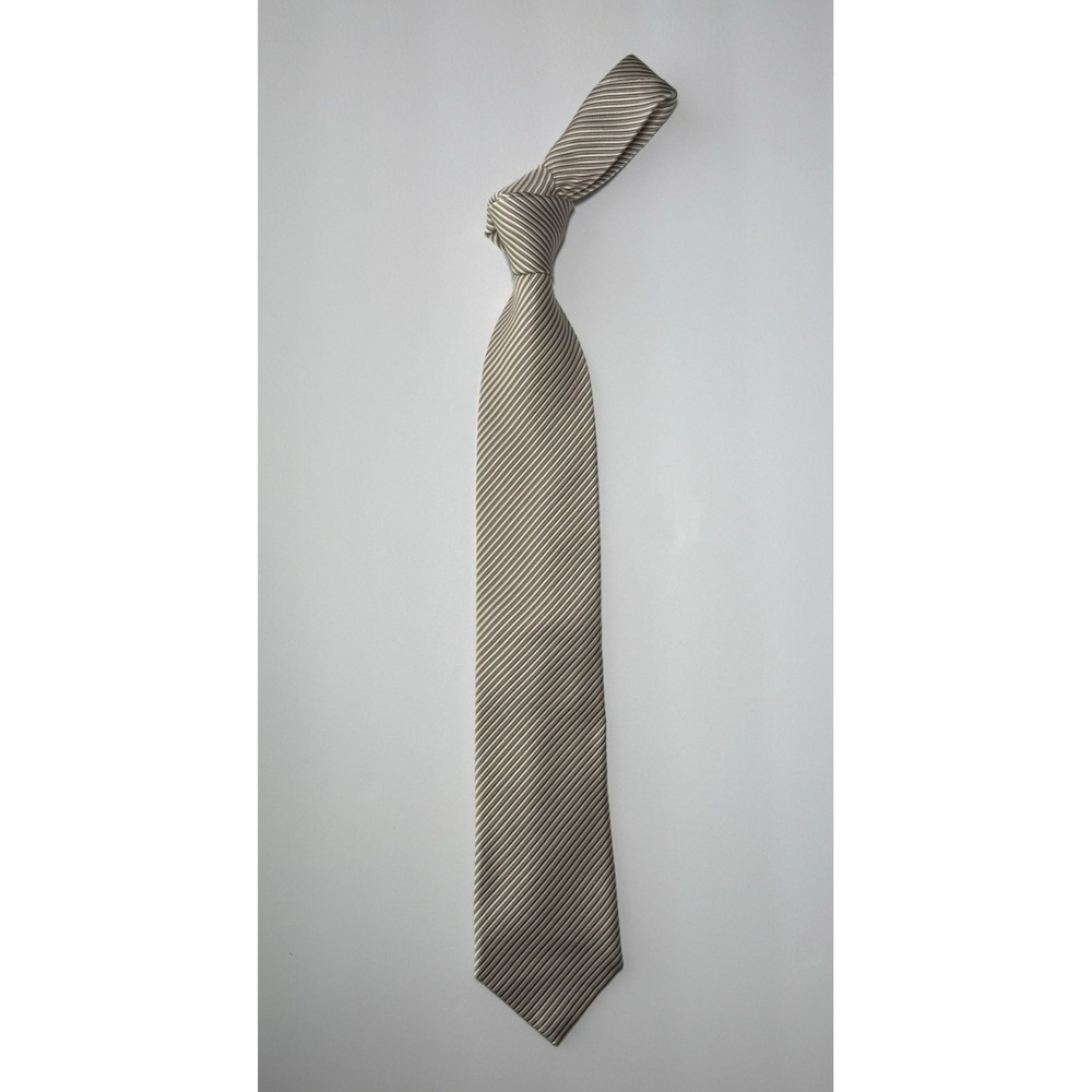NWT ROBERT TALBOTT 100% Silk Tie Cream/Beige Striped - Made In USA - EUC - Picture 3 of 12